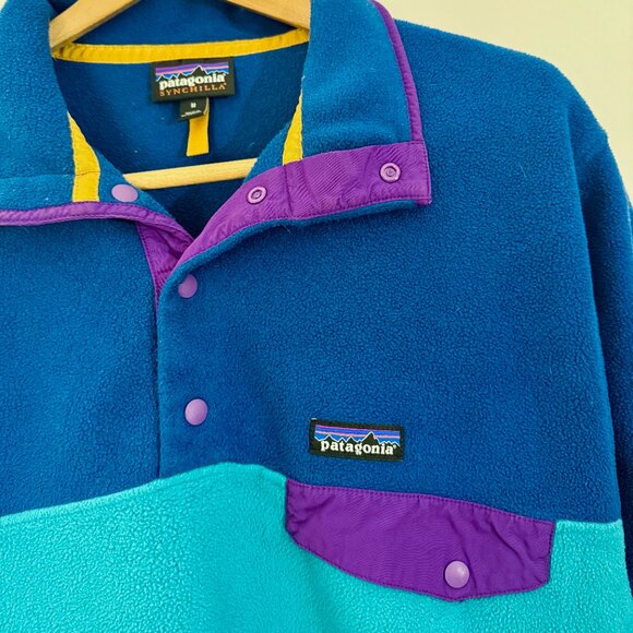 Vintage Patagonia Synchilla Snap-T Fleece — Retro Teal/Blue/Purple — Medium - Picture 2 of 6
